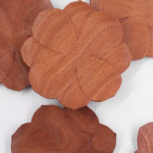 红小茶杯垫点心荷花实木碟檀木茶道配件茶托杯托莲花蘸料碟创意