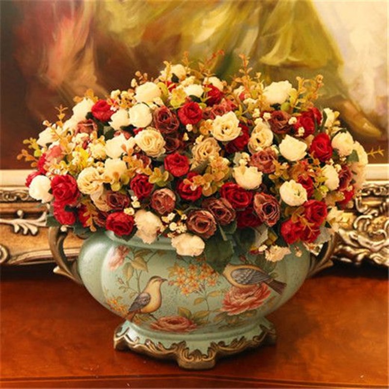 陶瓷花瓶摆件大号陶瓷花盆欧式复古餐L桌插花客厅摆设工艺品