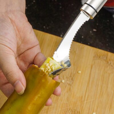 器去椒0工具Ect器籽芯i青小厨房多功能4虎取器a3皮不锈钢辣椒去芯