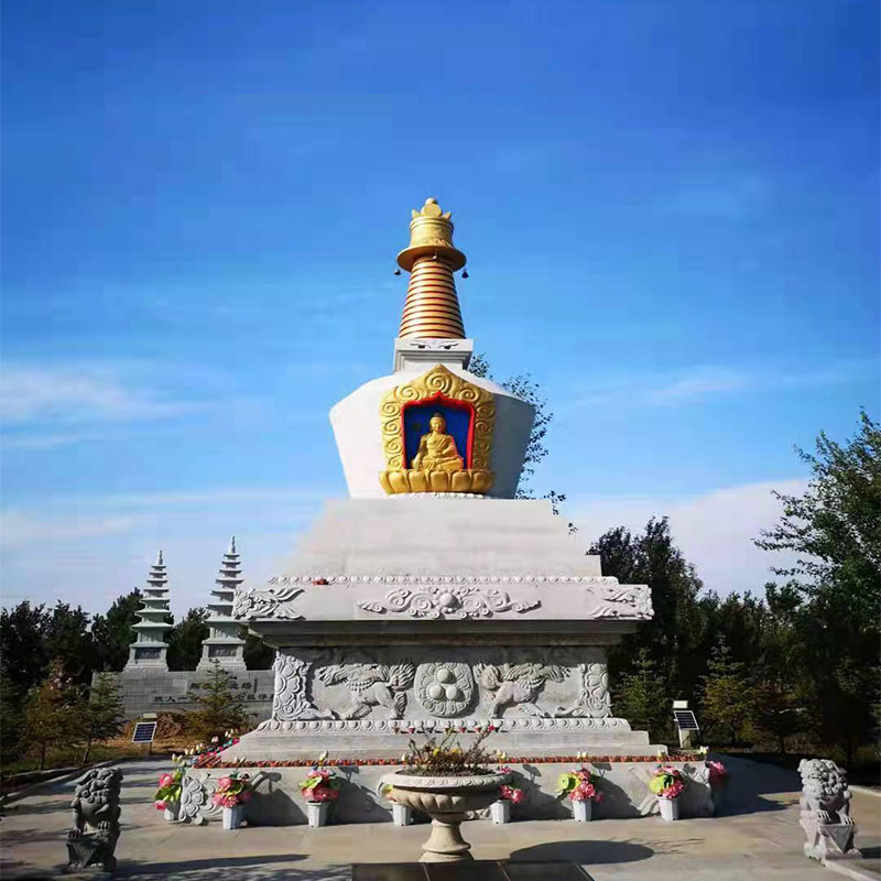 石雕佛塔汉白玉花岗岩舍利塔八宝塔寺院K大理石底座雕塑定制擦擦