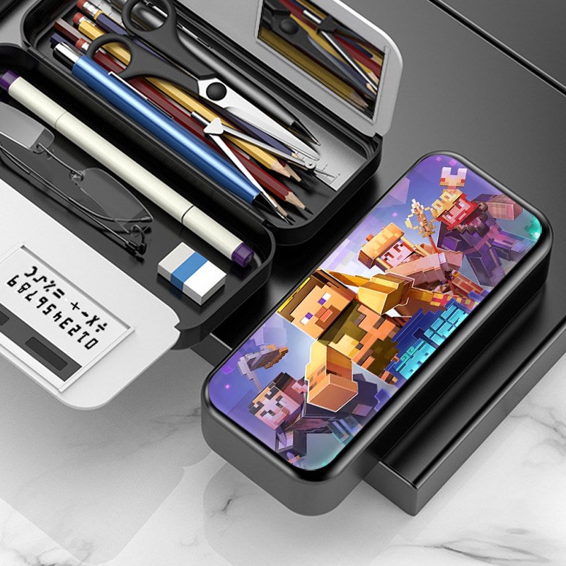 我的世界多d功能学生文具盒男女生大容量小学初中收纳盒笔盒笔袋