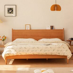 管木匠北欧实木床樱桃木原木床日式家用卧室家具白橡木小户型婚床