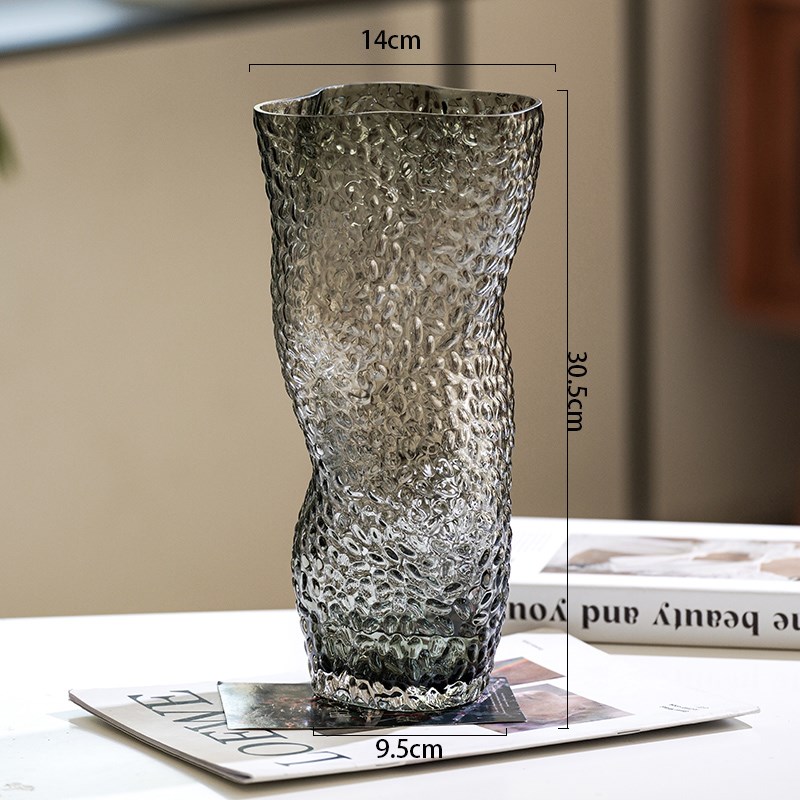 轻奢创意花瓶摆件高级感不规x则玻璃插花透明水养鲜花客厅餐桌装