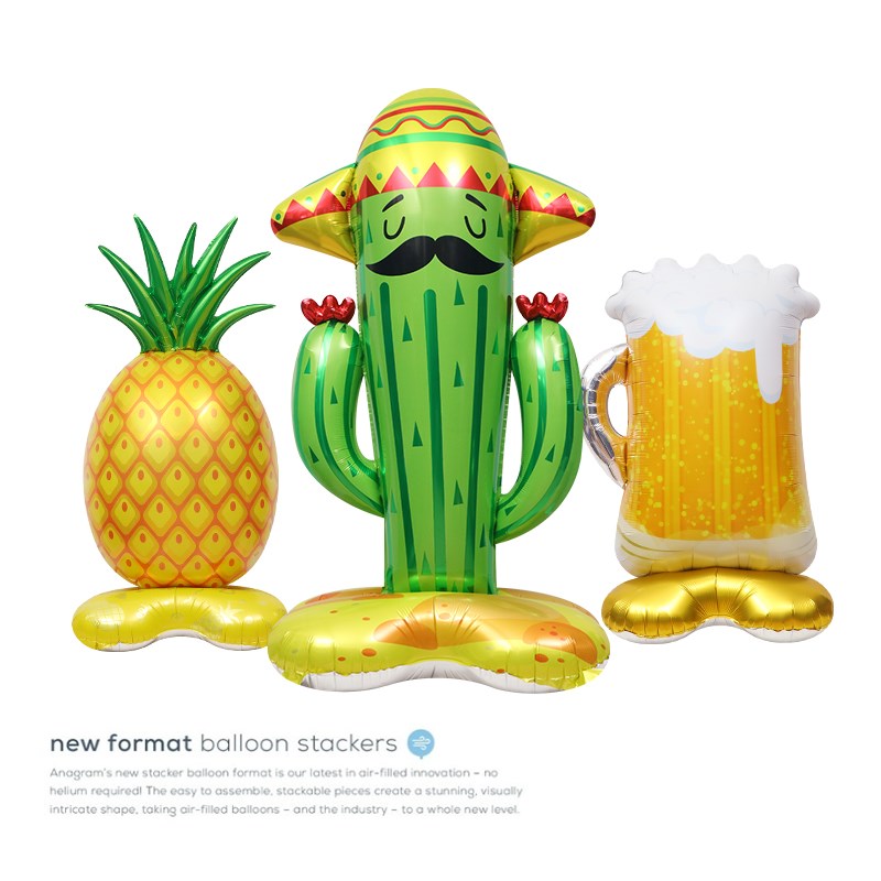 夏日派对装饰道具汽球4D立体站立仙G人掌菠萝啤酒杯超大号卡通气