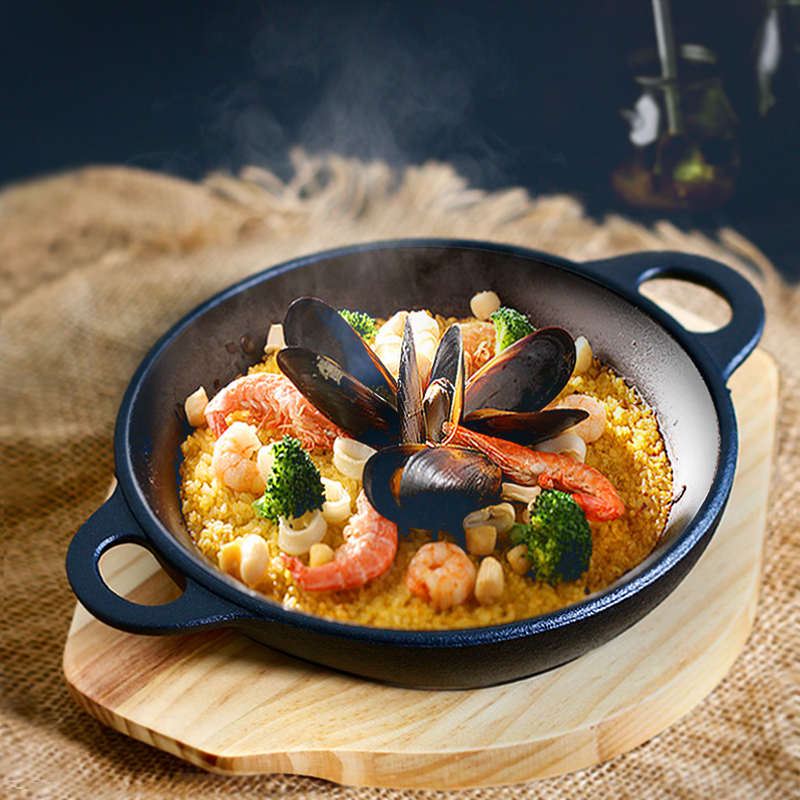 千雨铁板烧盘家用韩式铸铁牛扒铁C盘餐厅特色菜烤肉锅牛排不粘餐