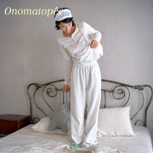 OTPe*华夫格圆领家居服睡衣套装