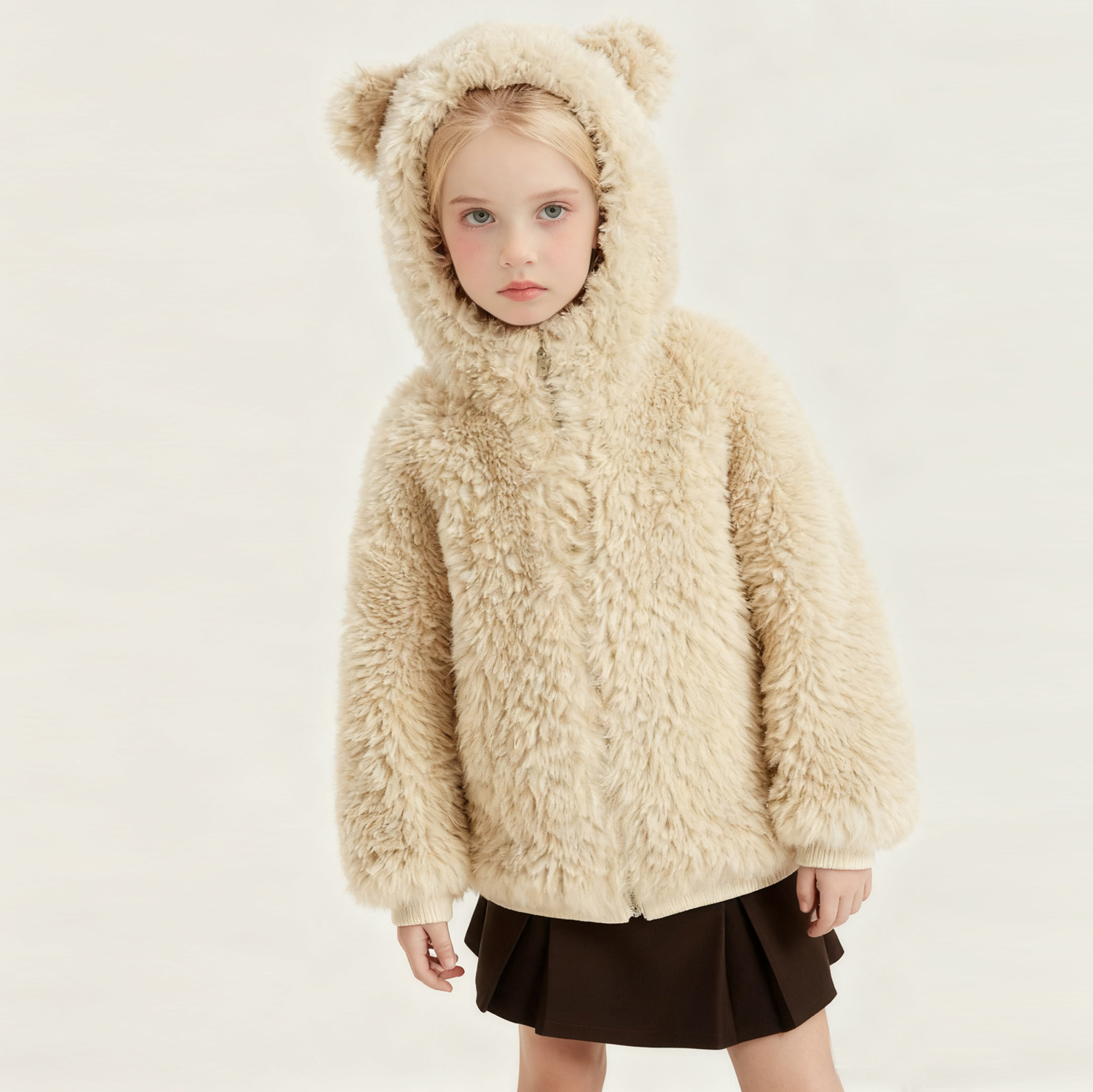 萌校长儿童皮草加厚外套