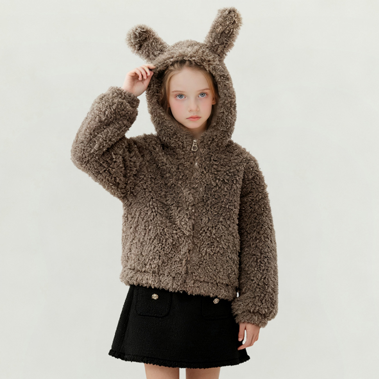 萌校长儿童皮草加厚外套