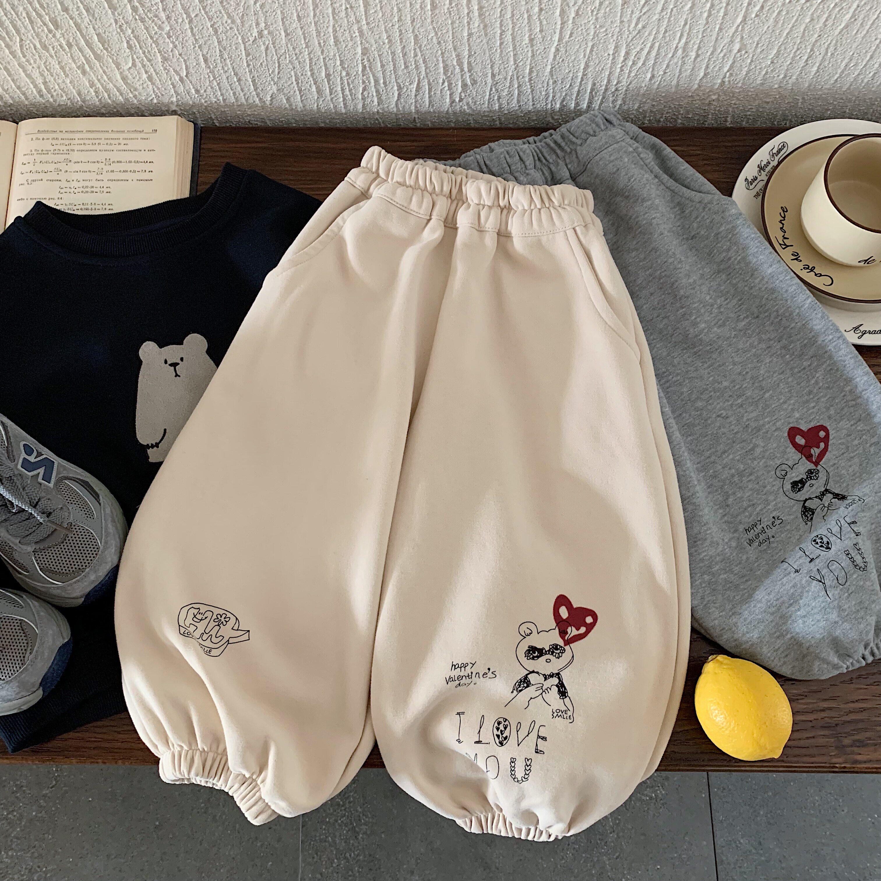 儿童休闲裤韩版百搭印花休闲裤男款女款卫裤新款儿童长裤