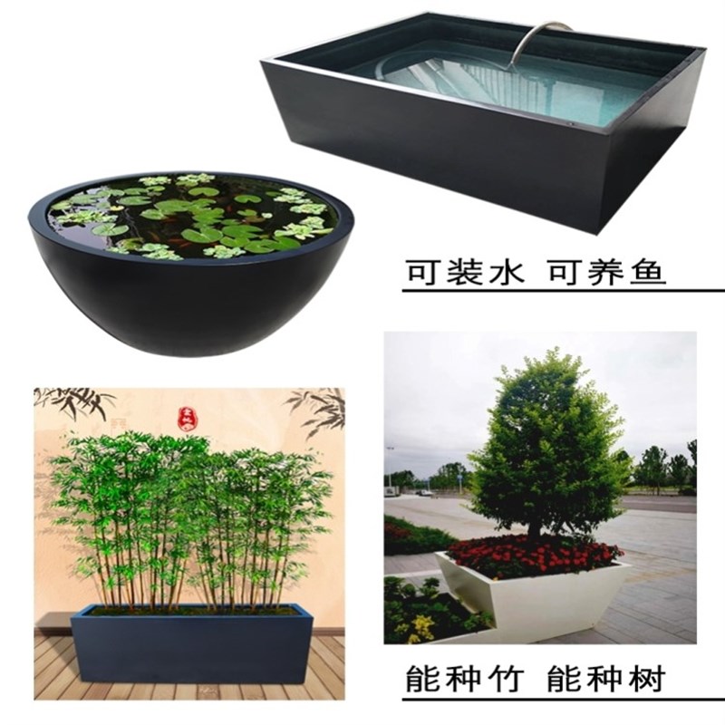 户外玻璃钢花箱花盆花钵绿植种植长花槽售楼部花坛U商业街广场花