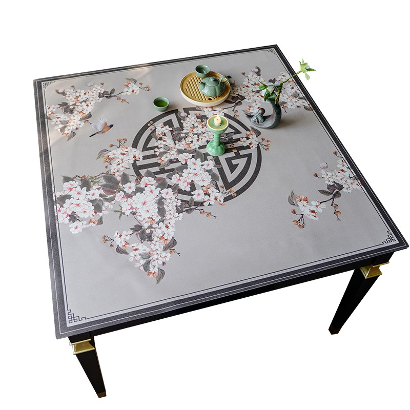 新中式正方形f桌垫四方茶几垫防水防油免洗大小方桌垫八仙桌餐桌