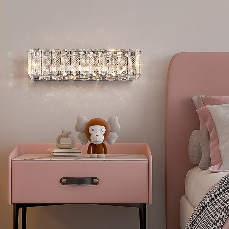 充电壁灯免接线 意式轻奢水晶壁灯D走廊过道卧室客厅高档酒店壁灯