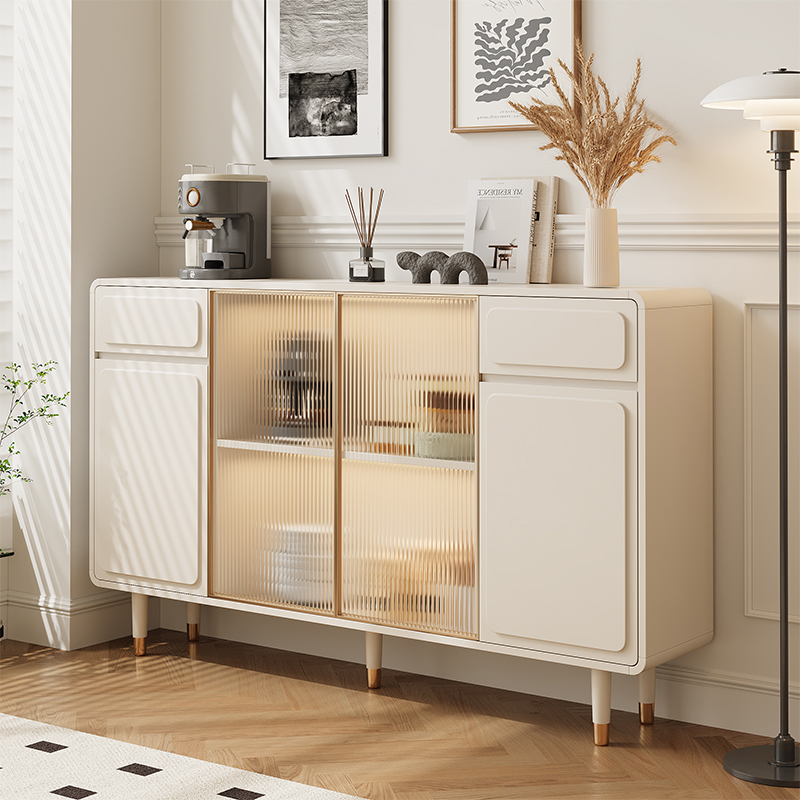 奶油风餐边柜靠墙一体储物柜墙边30cFm窄边柜超薄20轻奢高级感矮