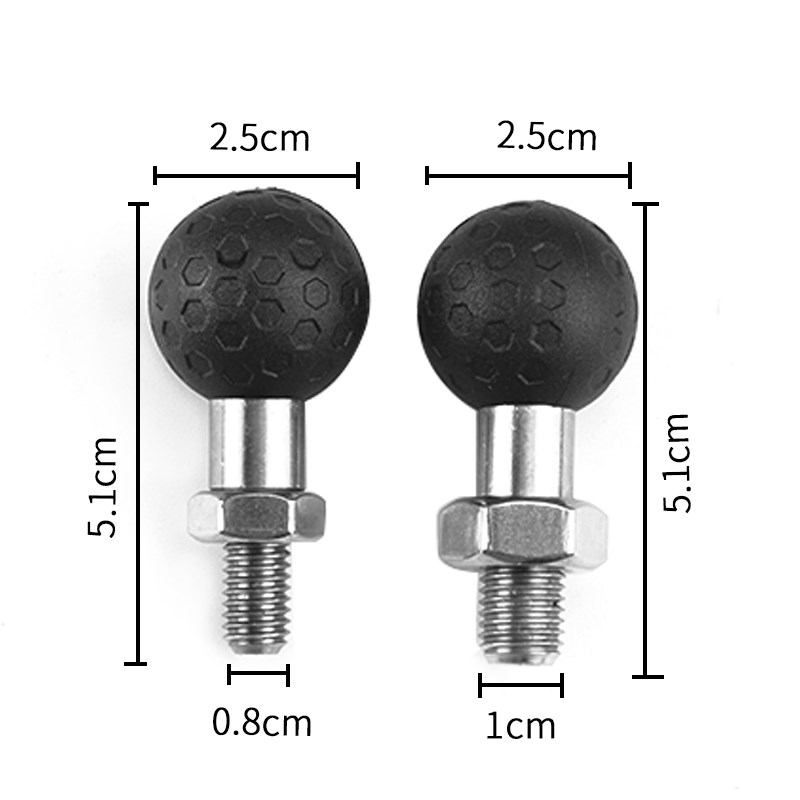 歪嘴2.5CM球头手机导航支架铝合金底座车把锁镜固定配件M10M8球头