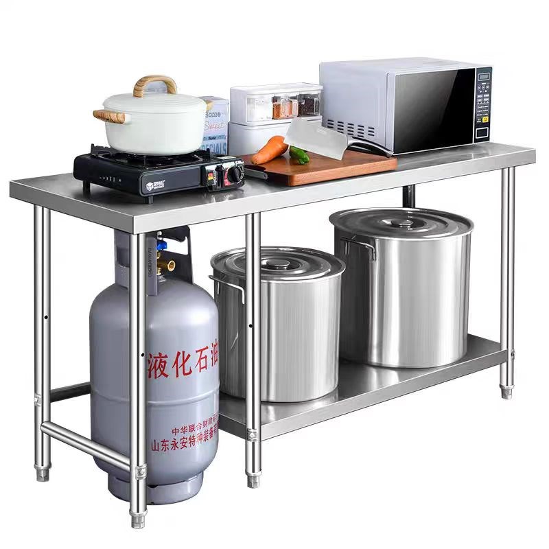 不锈钢厨房操作台三层灶台架子煤气灶架置物架剁肉砍骨工作台定制