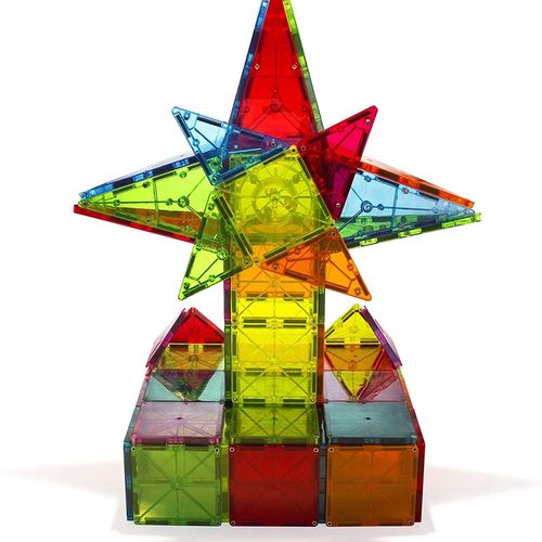 美国MAGNATILES儿童益智拼搭构建立体彩窗透明磁力片积木玩具礼物