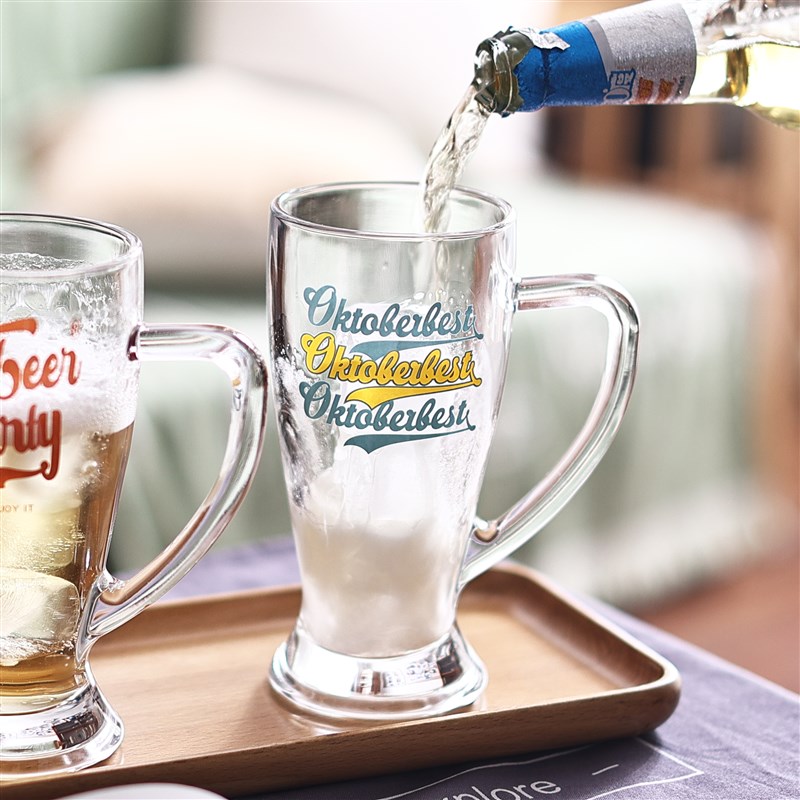 原创字母玻璃杯精酿啤酒杯扎啤杯大容量饮料杯子露营酒吧烧烤商用