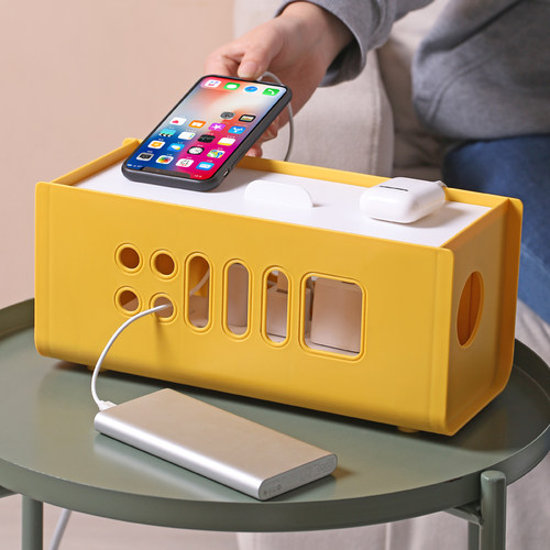 插排电源线收纳盒数据线电源插座遮挡盒桌面插线板充电器收纳神器