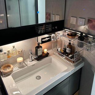 不锈钢置物架免打孔浴室用品台面洗漱台子收纳架卫生间厕所浴室