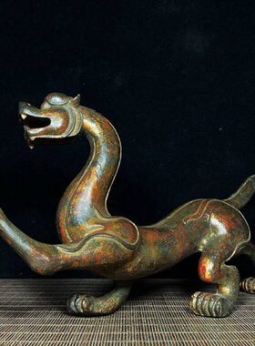 古玩家居虎铜白四收藏工艺品纯铜大礼品摆件器玄关装饰神兽办公室