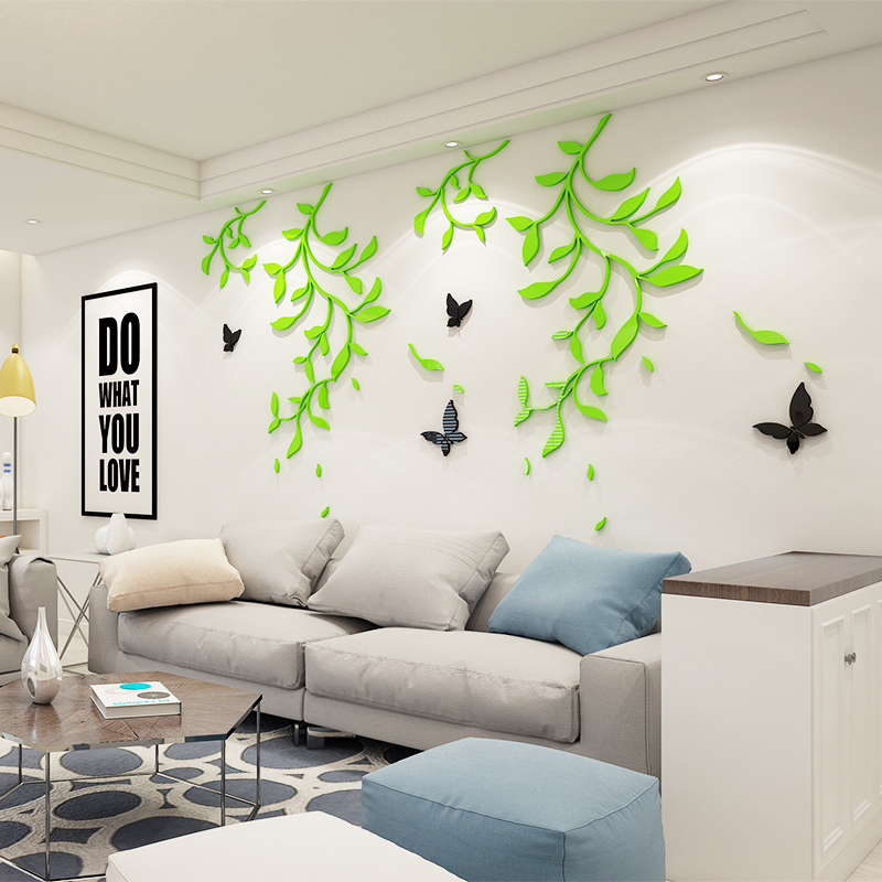 绿叶清新3d立体k墙贴房间客厅沙发电视背景墙墙壁装饰亚克力贴画