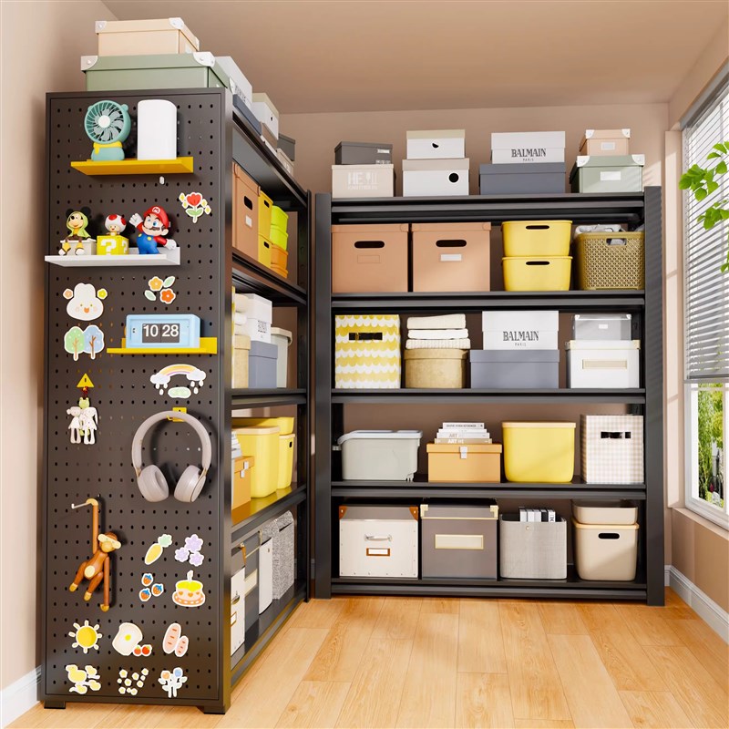 家用货架多层置物架带防尘帘洞洞板置物架K一体靠墙阳台仓库收纳