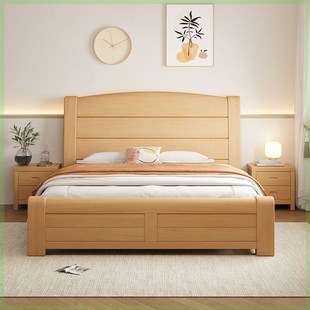纯实木床榉木床g全实木床原木简约现代1.8米双人床主卧室床1.5m