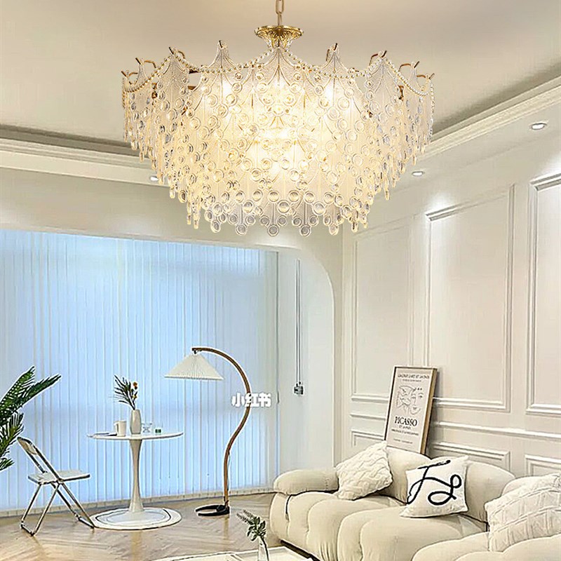 轻奢吊灯b客厅法式玻璃2025年新款简约现代水晶公主房间主卧室灯