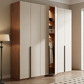 储物柜大衣柜奶油现代简约门家用一门实木平开风大衣橱质到顶卧室