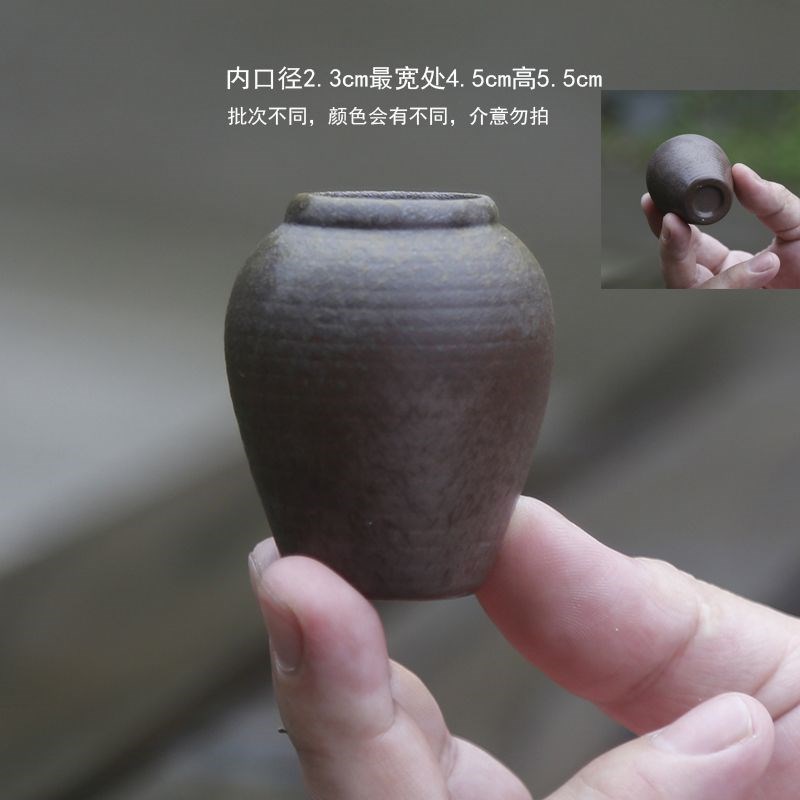 水草定植陶罐水培无孔迷你盆小花瓶鱼H缸水草盆摆件复古陶瓷粗陶