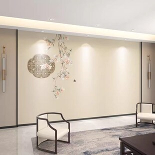 花鸟电视背景墙h碳晶板新中式 客厅沙发竹木纤维护墙板卧室床头扣