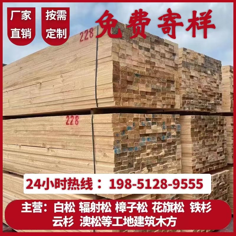 建筑用木方木跳板工地支模木方白松龙骨条松木条S垫木实木原木加