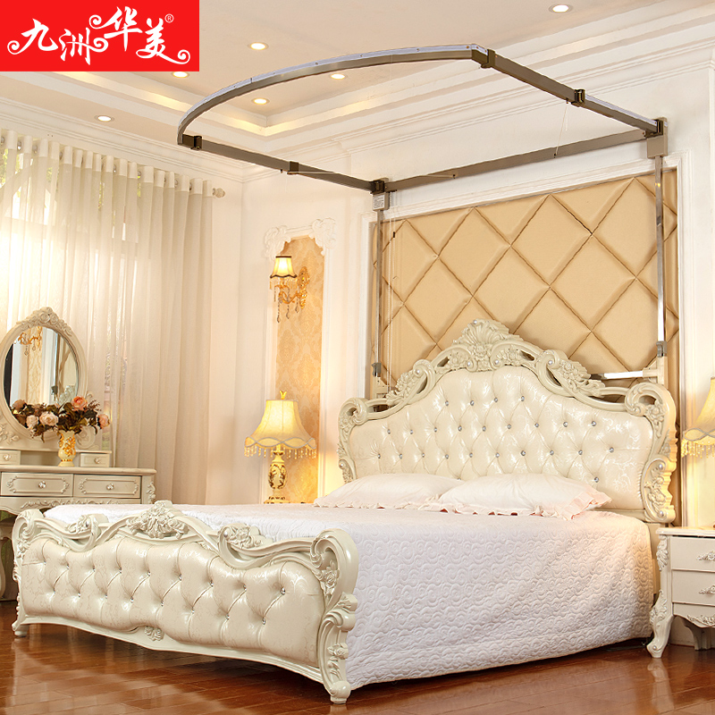 2022年新款升降导轨家用U型伸x缩蚊帐隐形折叠免安装1.8米支架1.5