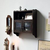 闻森家居法式 饰收纳小型墙上储物壁挂吊柜 复古壁柜置物架木客厅装