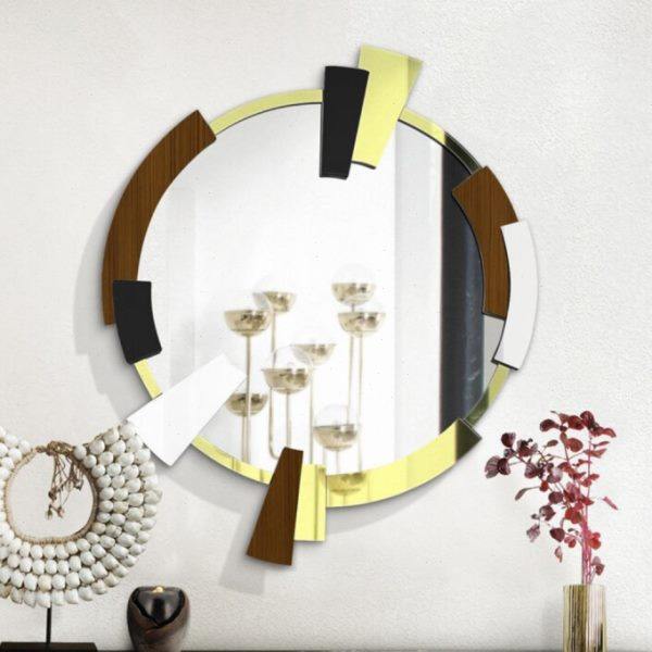 铁艺玄关镜浴室镜圆形太阳装饰镜艺术背景墙镜仿古金色走廊壁挂镜