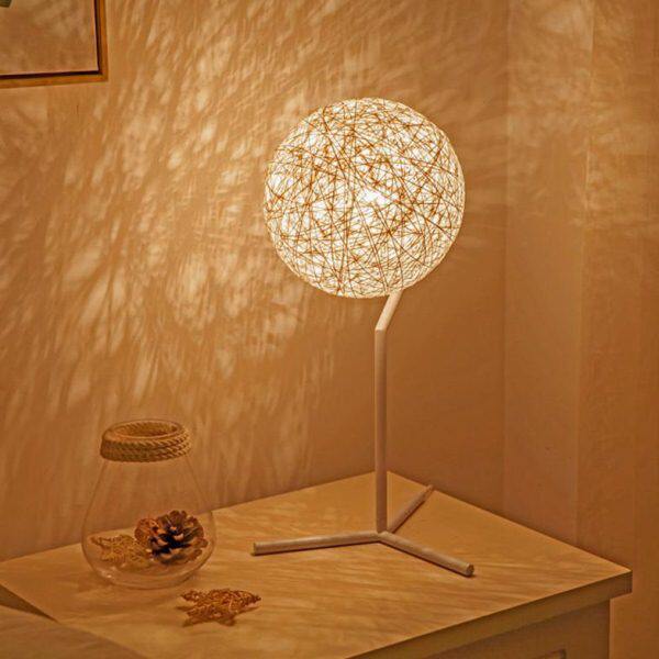 北欧床头灯简约现代创意卧室台灯浪漫温馨个性麻球时尚可调光台灯