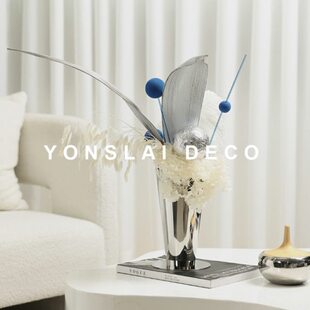 不锈钢家居插花花瓶创意客厅高级摆件样板间感售楼处花器软装简约