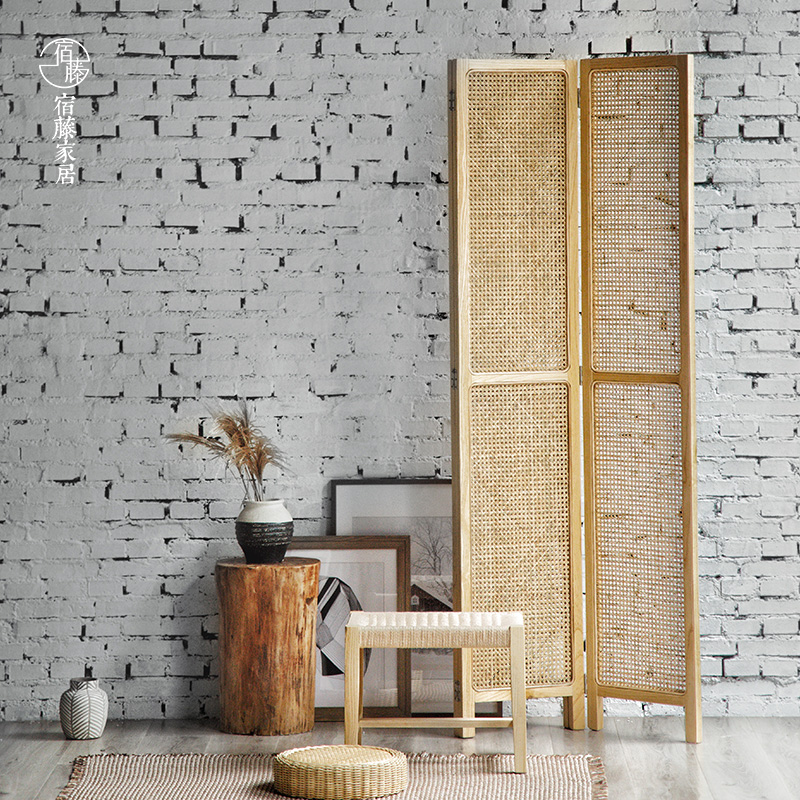 实木简约屏风定做卧室遮挡家用隔断北欧风格简约现代日Z式格子屏