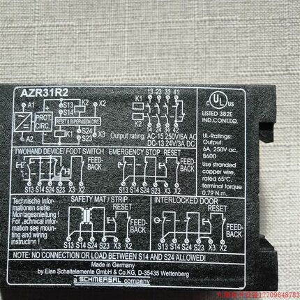拍前询价:施迈赛SCHMERSAL 安全继电器 安全控制模块A