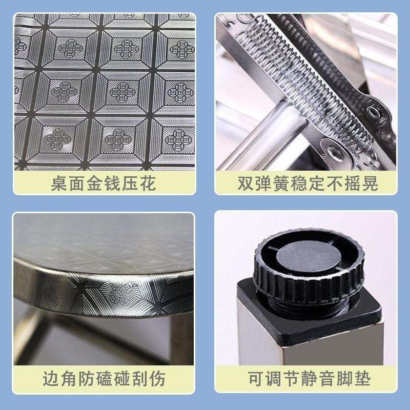 加厚不锈钢折叠桌便携式烧烤桌子户外摆摊夜市简易餐桌圆角小方桌