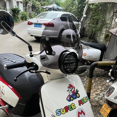 适用新大洲踏板本田NS125LA改装挡风板 复古风挡雨板护胸风挡玻璃