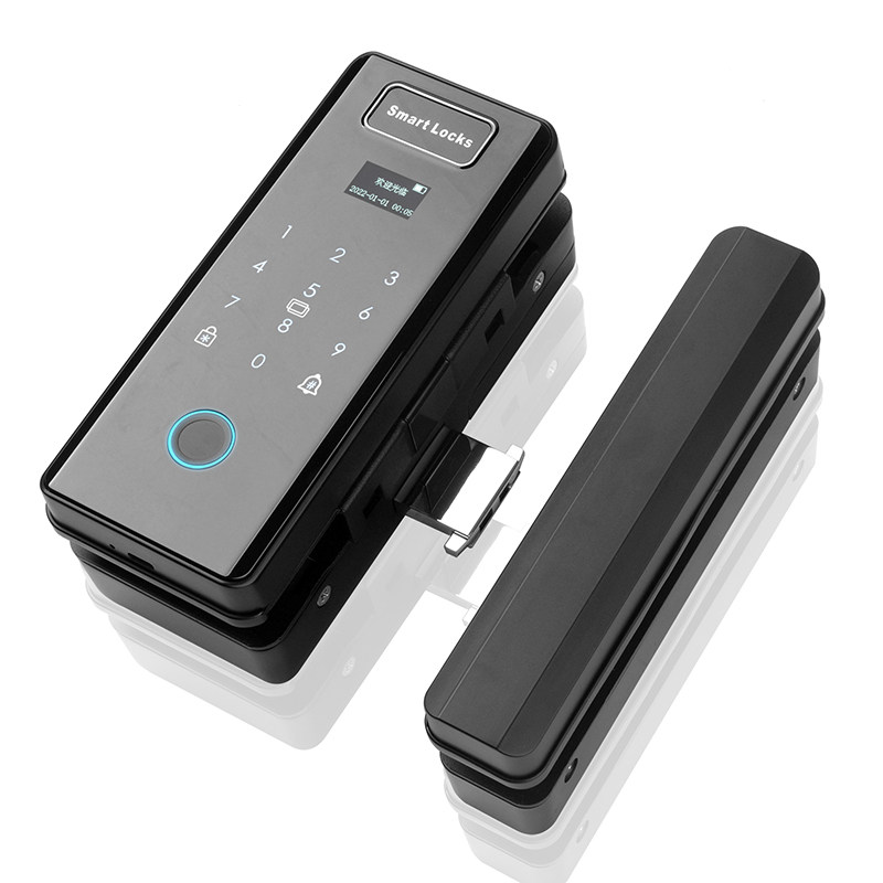 慧锁双开玻璃门指纹锁办公室密码刷卡锁智能电子感应磁卡锁遥控锁