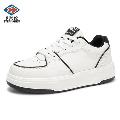 步凯伦男鞋2025新款秋季百搭休闲运动厚底增高板鞋学生小白潮流鞋