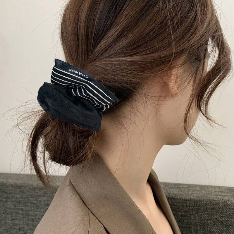 黑色条纹双面发圈大肠圈气质百z搭马尾皮筋女扎头发绳法式复古头,饰品/流行首饰/时尚饰品新,发饰,淘宝优惠券,粉丝福利购,淘宝优惠卷