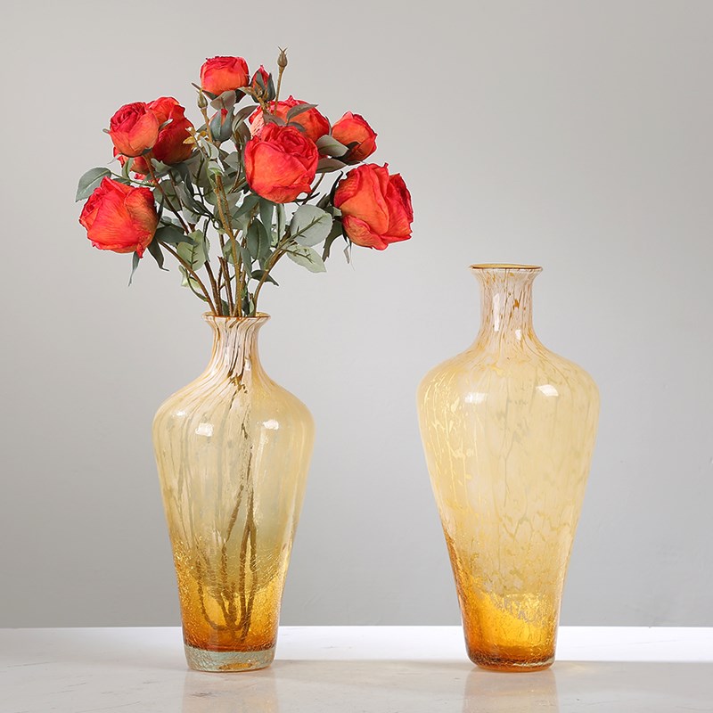 现代轻奢艺术琉璃花瓶摆件客厅酒C店餐厅玄关可水培插花花器装饰