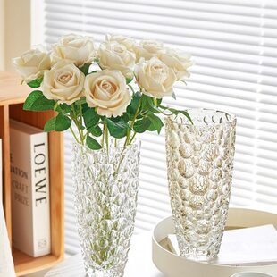 百合鲜花水晶玻璃花瓶大摆件插花高级透明水养轻奢玫瑰高档感客厅