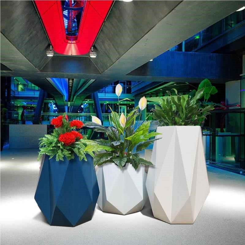 玻璃CS-0032瓶钢花箱部商场美陈圆形花售楼店酒别W墅户外装饰花器