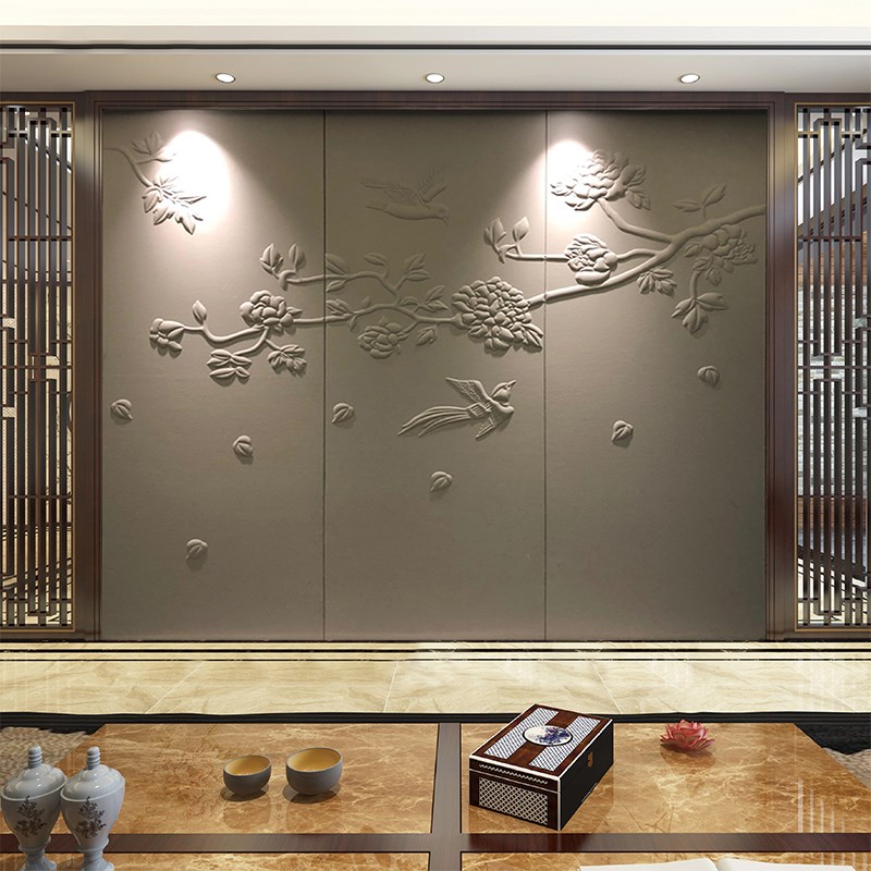 定制精雕硬包背景墙立体浮雕硬包酒店客厅M床头宾馆高端皮雕背景