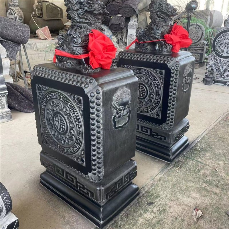 中式石雕c门墩抱鼓石青石一对家用貔貅石鼓麒麟门口石门墩石抱鼓