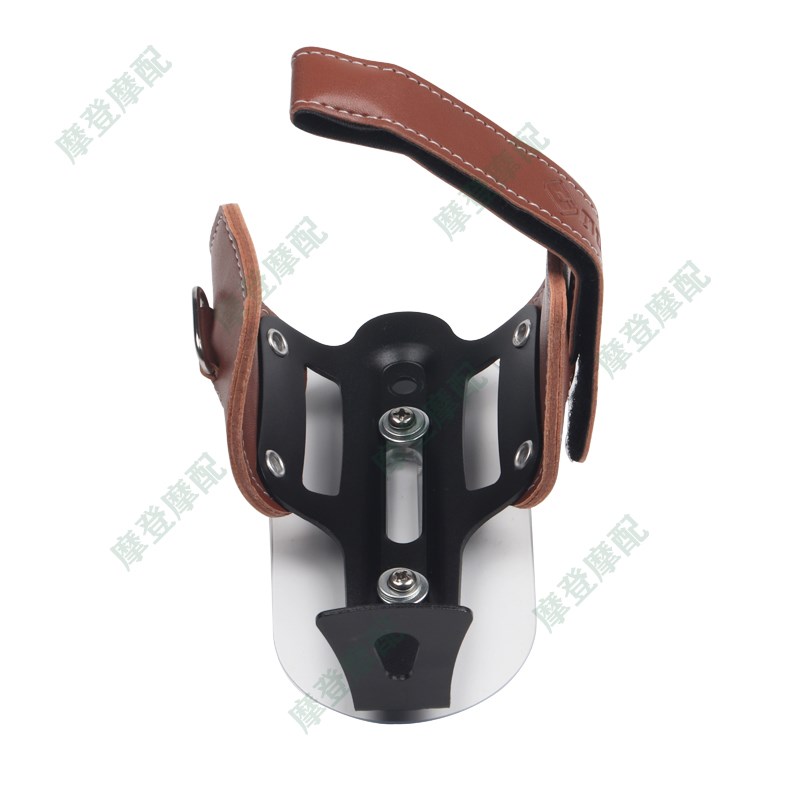 适用无极SR150C贝多芬摩托车改装复古皮革免打孔咖啡奶茶水杯支架